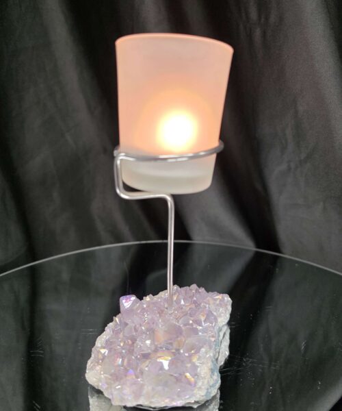 Premium A Grade Angel Aura No. 2 Cluster Druzy Candle / 1 Cup Tealight Holder 471g H18xW12xW8cm