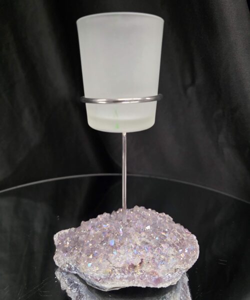 Alternative view of Premium A Grade Angel Aura No. 3 Cluster Druzy Candle / 1 Cup Tealight Holder 469g H18xW11xD8cm