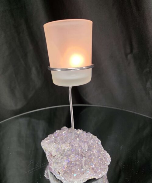 Premium A Grade Angel Aura No. 3 Cluster Druzy Candle / 1 Cup Tealight Holder 469g H18xW11xD8cm