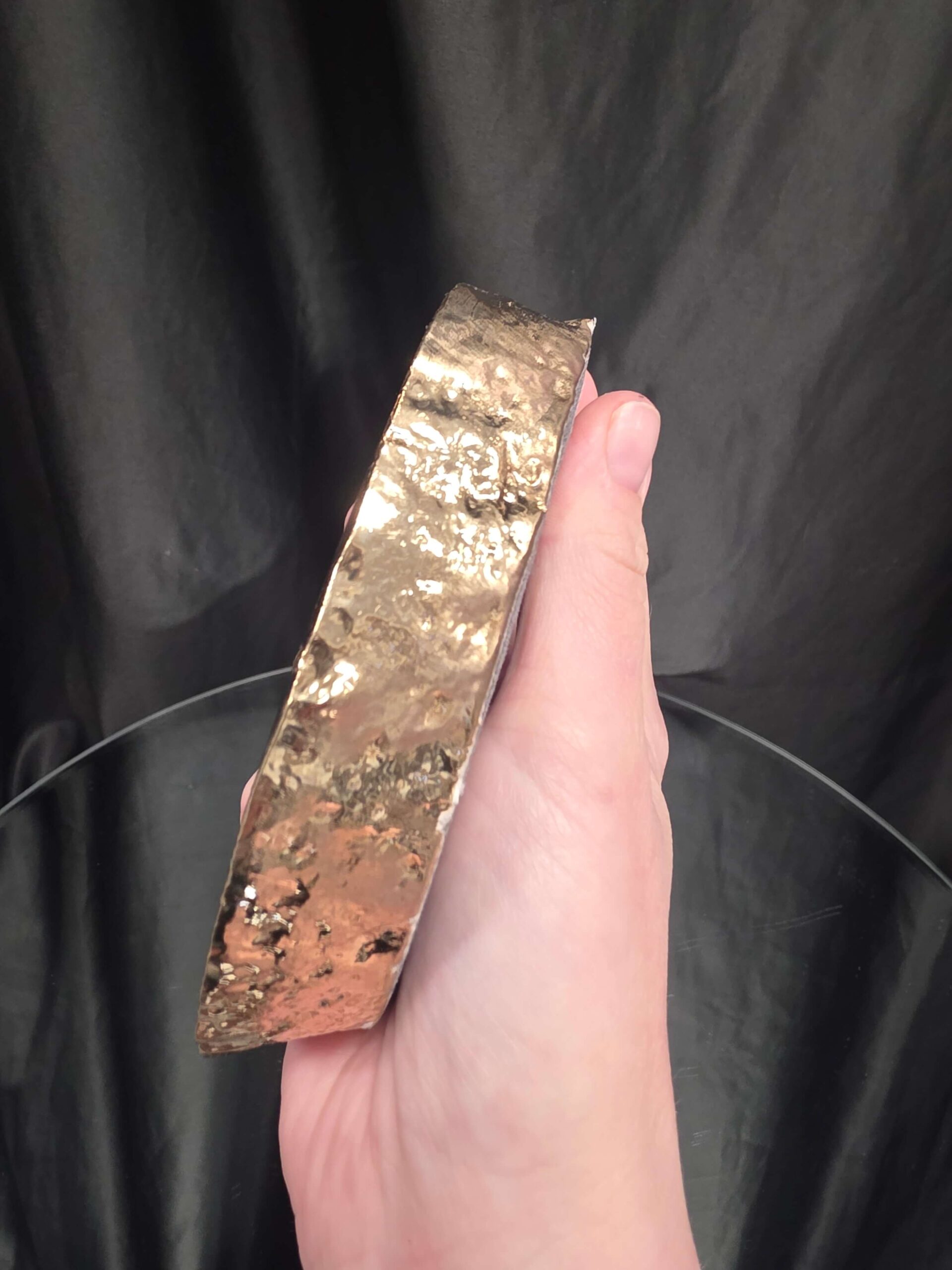 Black Agate Slice 3 Handpicked 511g H2xW13.5xD11cm Microcrystalline Quartz Gold Gilded 24ct Tealight Candle Holder - Image 6