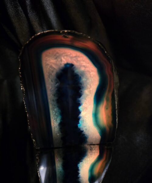 Large Blue Agate End Candle 3 Handpicked 1.001g H10xW8.5xD8cm Microcrystalline Quartz Gold Gilded 24ct Gold Tealight Holder - Image 10