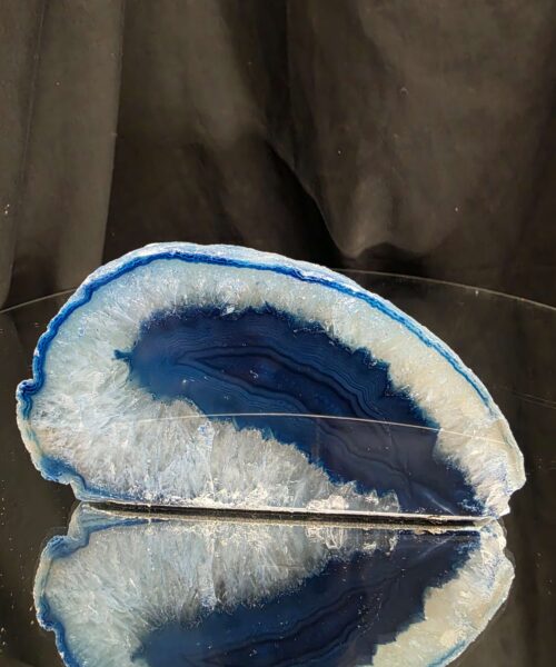 Large Blue Agate End Candle 1 Handpicked 1.126g H7.5xW14.5xD8.5cm Microcrystalline Quartz Tealight Holder Ornament