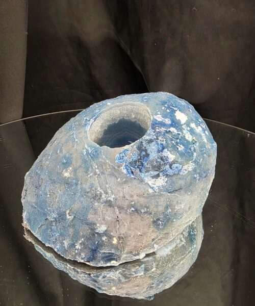 Large Blue Agate End Candle 1 Handpicked 1.126g H7.5xW14.5xD8.5cm Microcrystalline Quartz Tealight Holder Ornament - Image 5