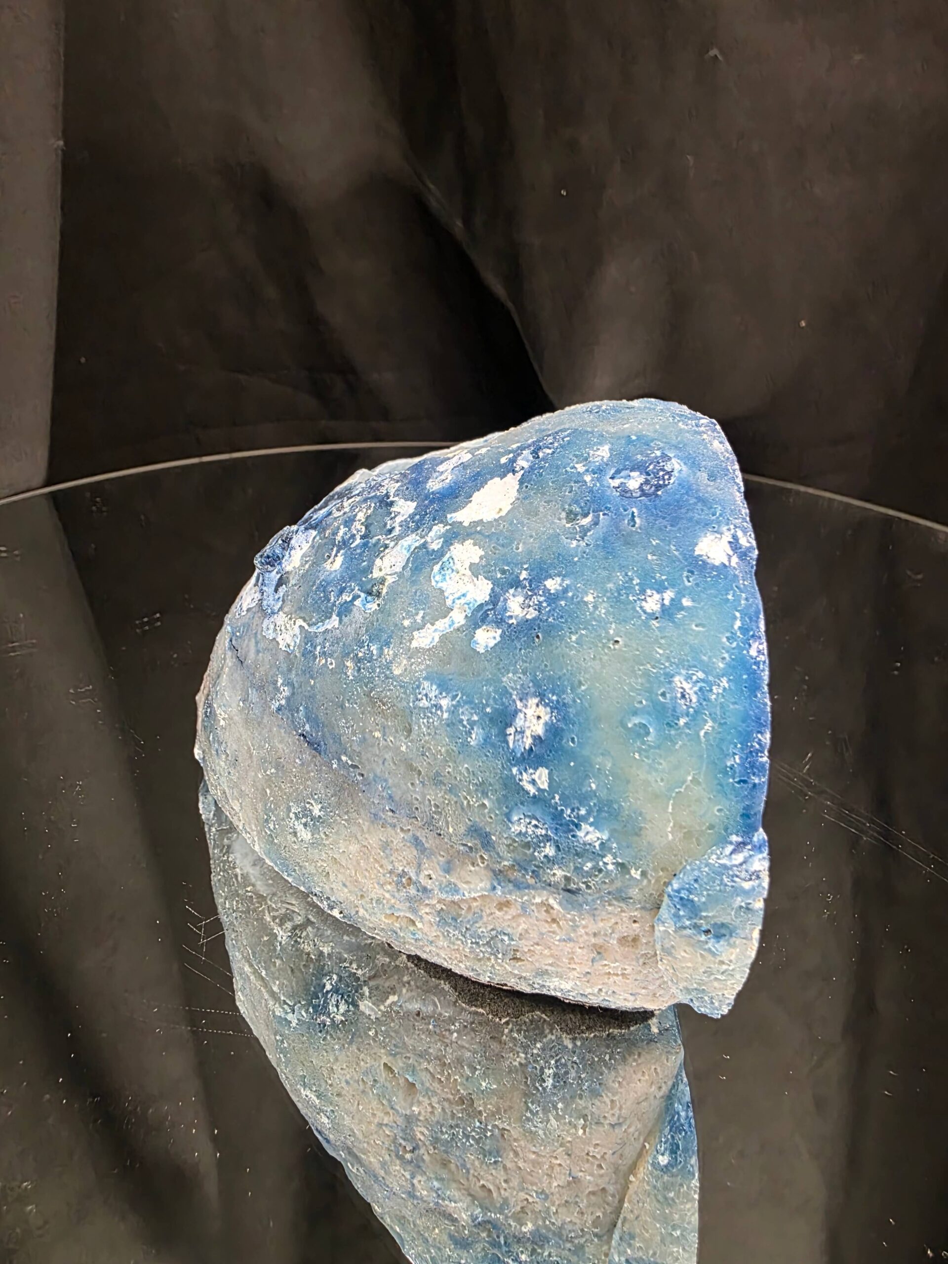 Large Blue Agate End Candle 1 Handpicked 1.126g H7.5xW14.5xD8.5cm Microcrystalline Quartz Tealight Holder Ornament - Image 6