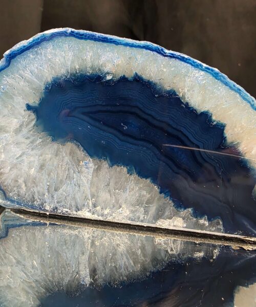 Large Blue Agate End Candle 1 Handpicked 1.126g H7.5xW14.5xD8.5cm Microcrystalline Quartz Tealight Holder Ornament - Image 7