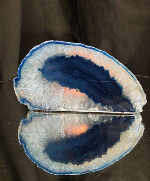Large Blue Agate End Candle 1 Handpicked 1.126g H7.5xW14.5xD8.5cm Microcrystalline Quartz Tealight Holder Ornament - Image 8