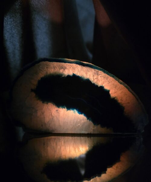 Large Blue Agate End Candle 1 Handpicked 1.126g H7.5xW14.5xD8.5cm Microcrystalline Quartz Tealight Holder Ornament - Image 9