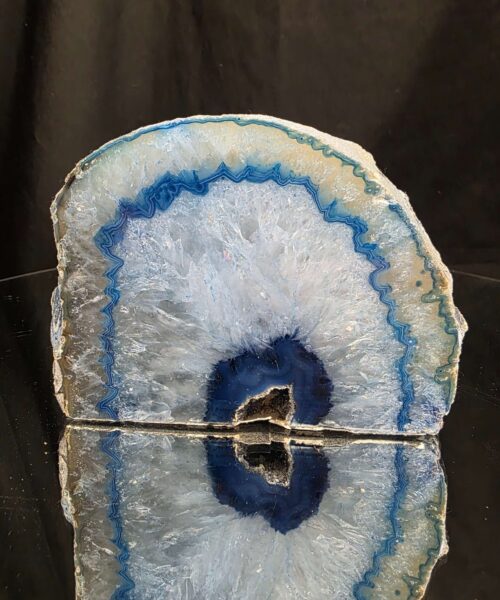 Large Blue Agate End Candle 2 Handpicked 1.241g H9xW13xD8cm Microcrystalline Quartz Tealight Holder Ornament