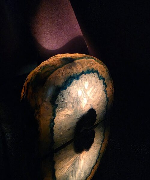 Alternative view of Large Blue Agate End Candle 2 Handpicked 1.241g H9xW13xD8cm Microcrystalline Quartz Tealight Holder Ornament