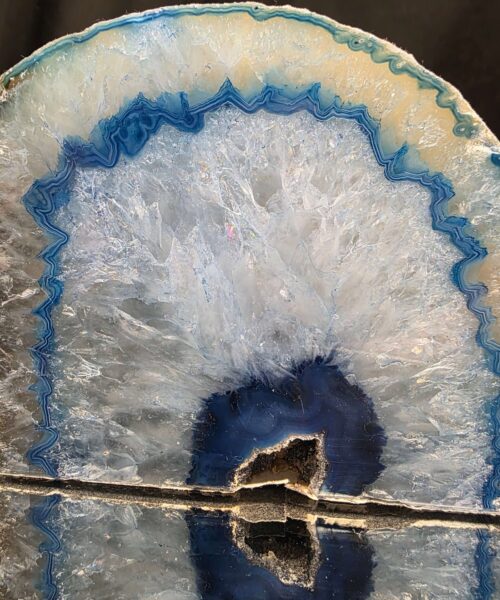 Large Blue Agate End Candle 2 Handpicked 1.241g H9xW13xD8cm Microcrystalline Quartz Tealight Holder Ornament - Image 5