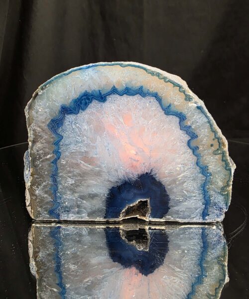 Large Blue Agate End Candle 2 Handpicked 1.241g H9xW13xD8cm Microcrystalline Quartz Tealight Holder Ornament - Image 4