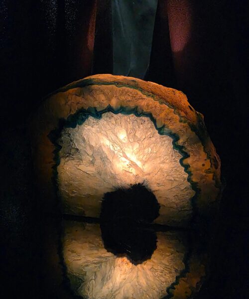 Large Blue Agate End Candle 2 Handpicked 1.241g H9xW13xD8cm Microcrystalline Quartz Tealight Holder Ornament - Image 3