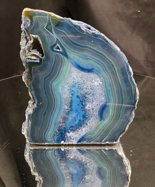 Large Blue Agate End Candle 3 Handpicked 1.054g H11.5xW10.5xD7cm Microcrystalline Quartz Tealight Holder Ornament