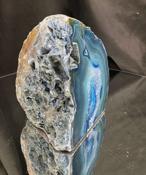 Alternative view of Large Blue Agate End Candle 3 Handpicked 1.054g H11.5xW10.5xD7cm Microcrystalline Quartz Tealight Holder Ornament