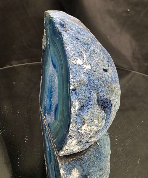 Large Blue Agate End Candle 3 Handpicked 1.054g H11.5xW10.5xD7cm Microcrystalline Quartz Tealight Holder Ornament - Image 3