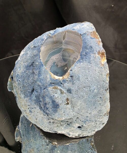 Large Blue Agate End Candle 3 Handpicked 1.054g H11.5xW10.5xD7cm Microcrystalline Quartz Tealight Holder Ornament - Image 5