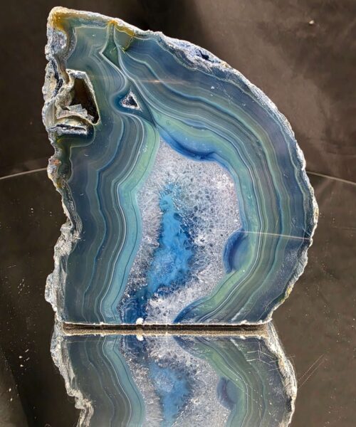 Large Blue Agate End Candle 3 Handpicked 1.054g H11.5xW10.5xD7cm Microcrystalline Quartz Tealight Holder Ornament - Image 8