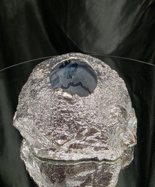 Large Blue Agate End Candle 3 Handpicked 922g H7.5xW12xD7.5cm Microcrystalline Quartz Silver Gilded Tealight Holder - Image 5