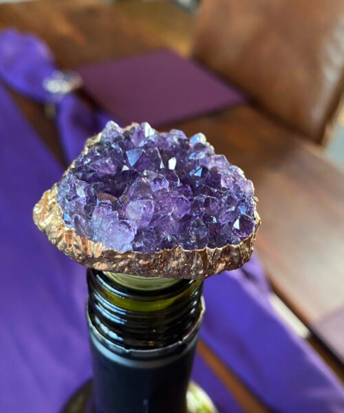 Amethyst - Gold Gilded Quartz Wine Lover Gift Bottle Cork Stopper Crystal Unique Bottle Stopper - Image 12