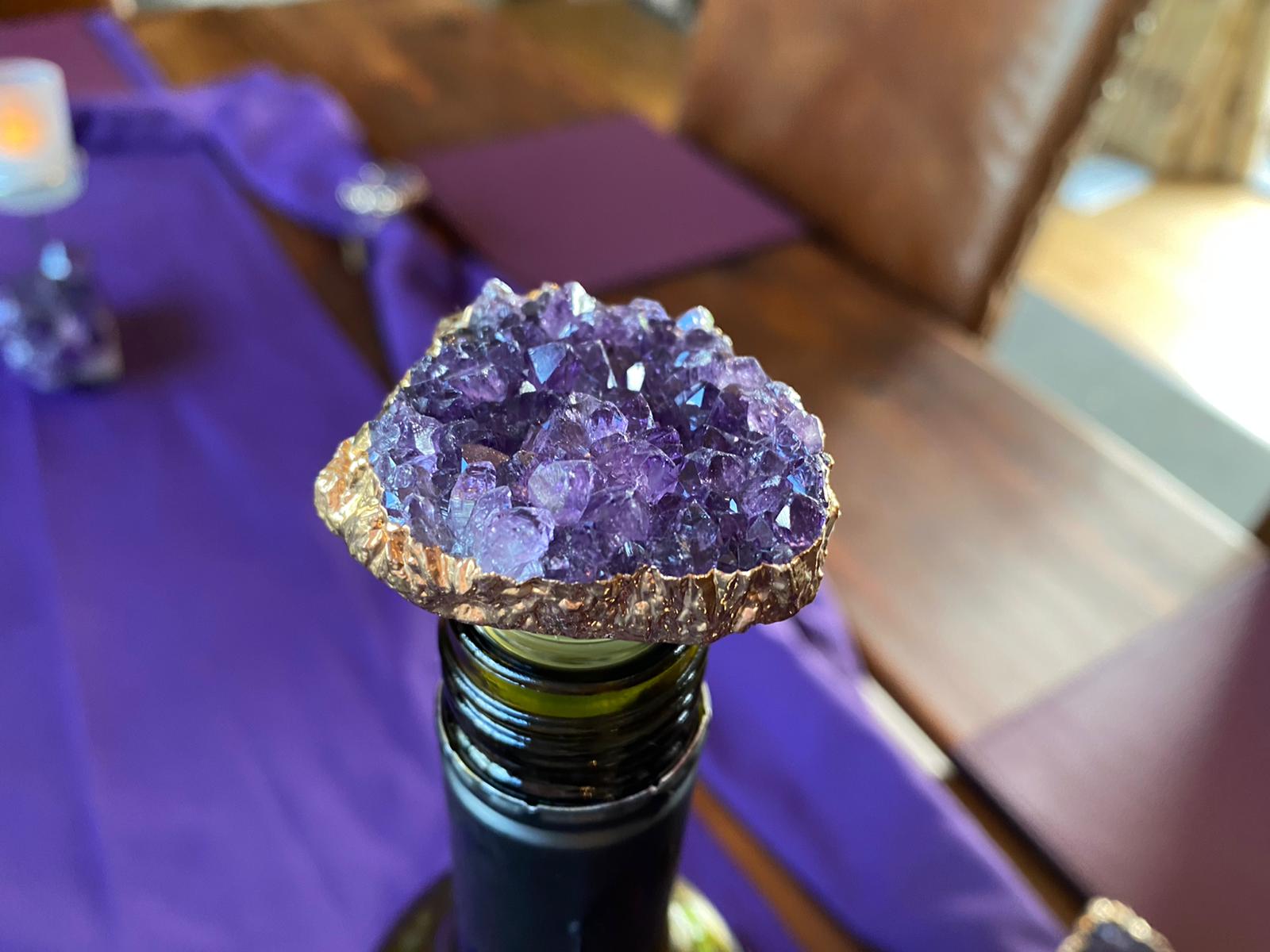 Amethyst - Gold Gilded Quartz Wine Lover Gift Bottle Cork Stopper Crystal Unique Bottle Stopper - Image 12