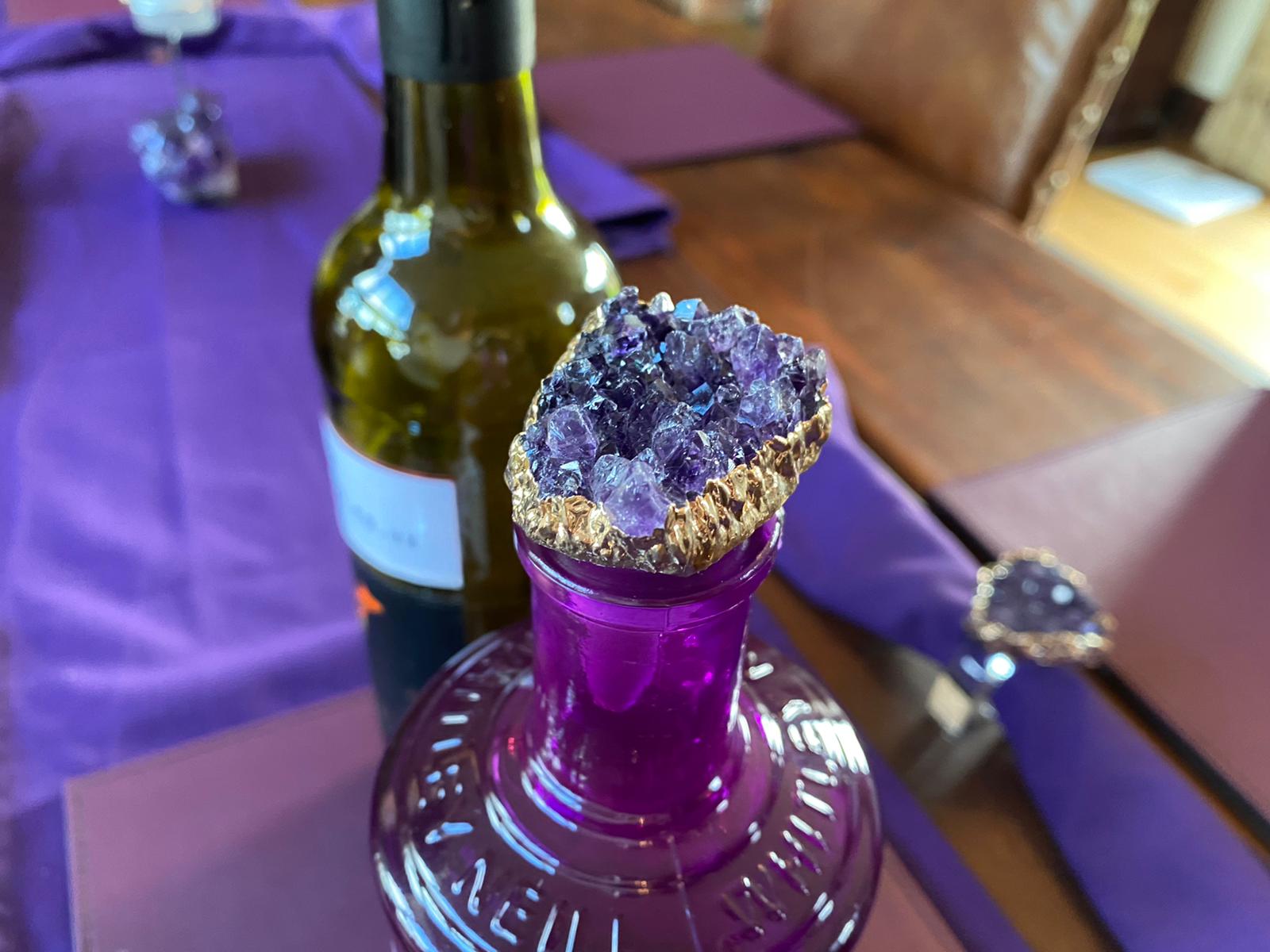 Amethyst - Gold Gilded Quartz Wine Lover Gift Bottle Cork Stopper Crystal Unique Bottle Stopper - Image 13