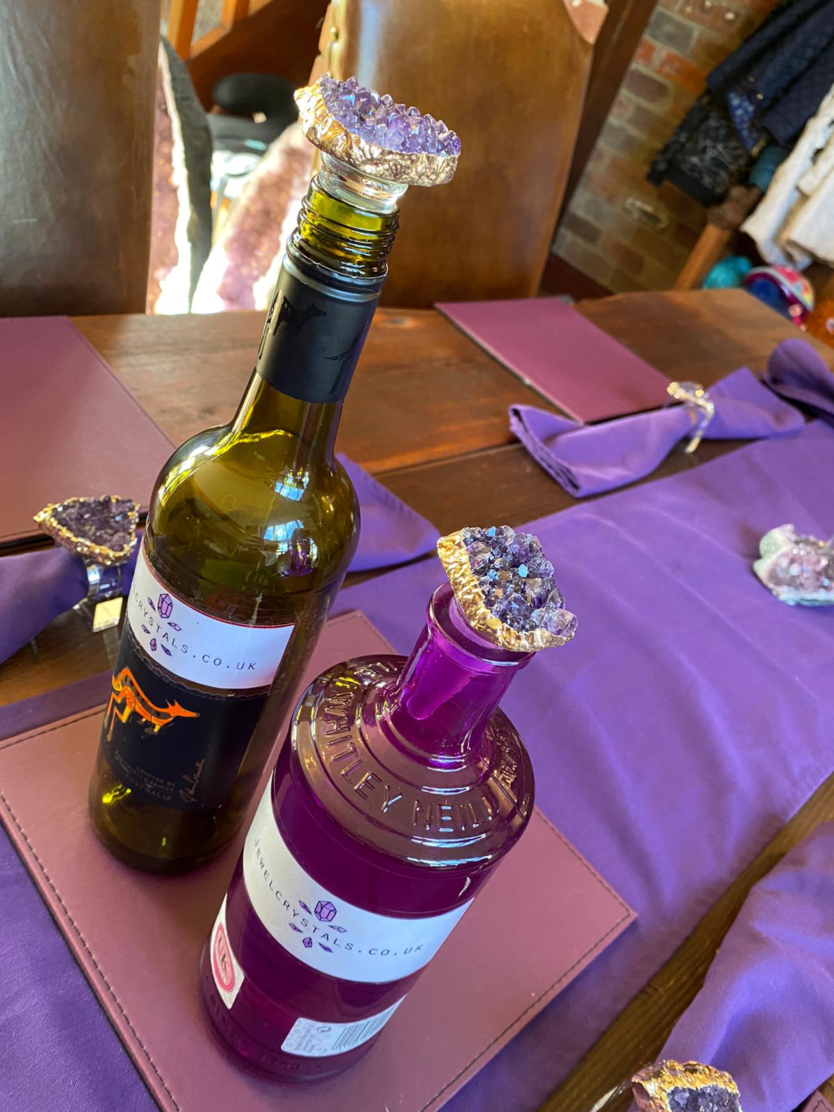 Amethyst - Gold Gilded Quartz Wine Lover Gift Bottle Cork Stopper Crystal Unique Bottle Stopper - Image 15