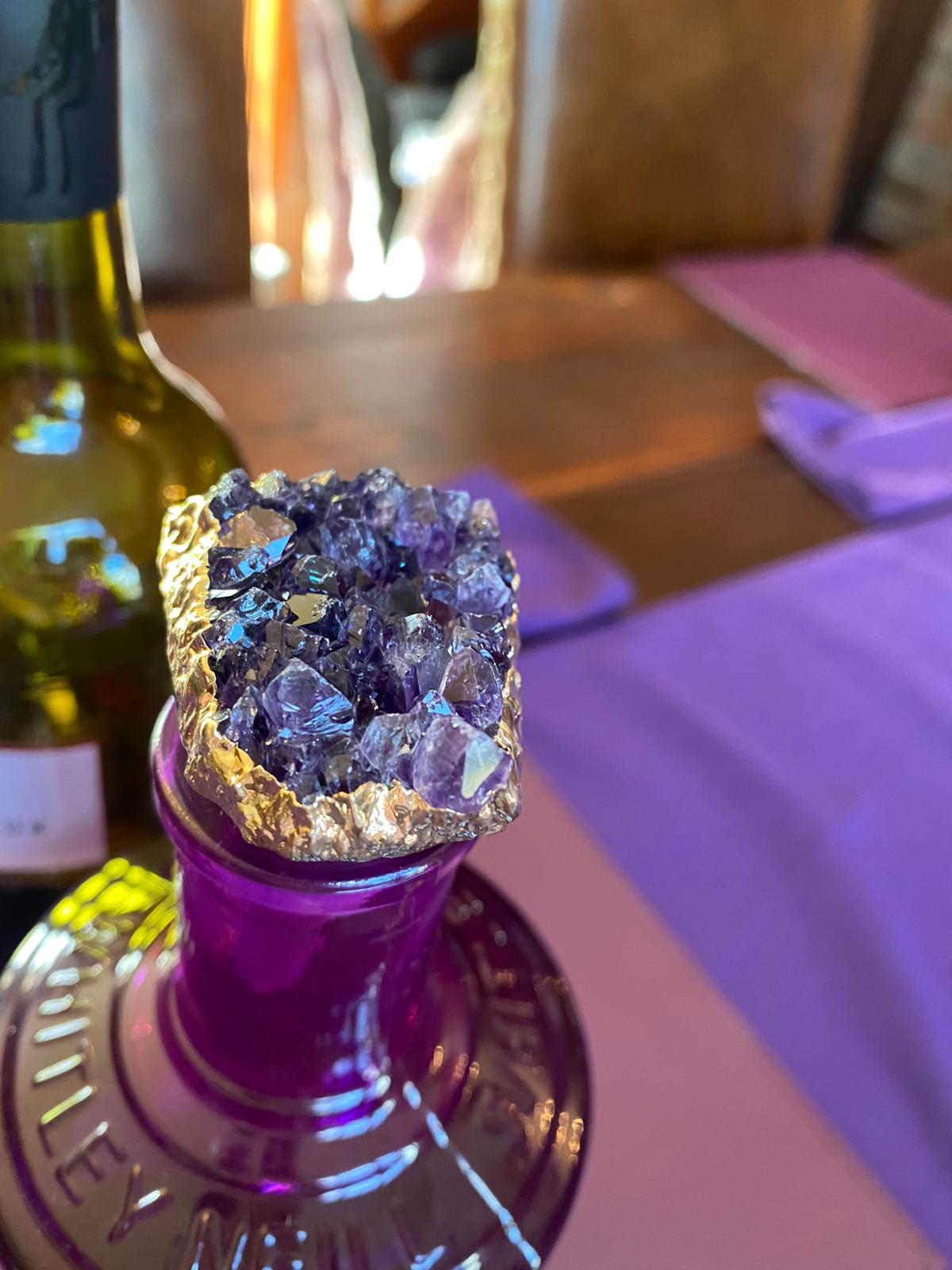Amethyst - Gold Gilded Quartz Wine Lover Gift Bottle Cork Stopper Crystal Unique Bottle Stopper - Image 16