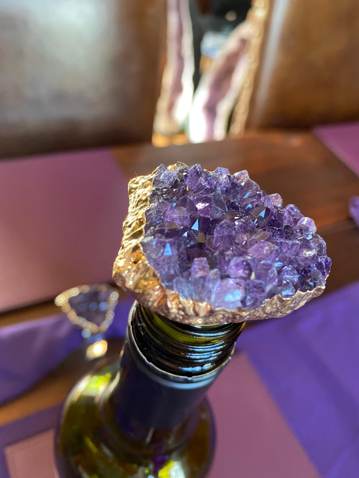Amethyst - Gold Gilded Quartz Wine Lover Gift Bottle Cork Stopper Crystal Unique Bottle Stopper - Image 17