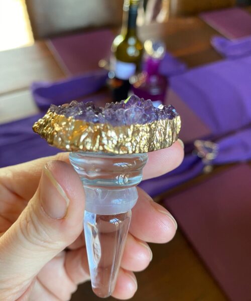 Amethyst - Gold Gilded Quartz Wine Lover Gift Bottle Cork Stopper Crystal Unique Bottle Stopper - Image 19