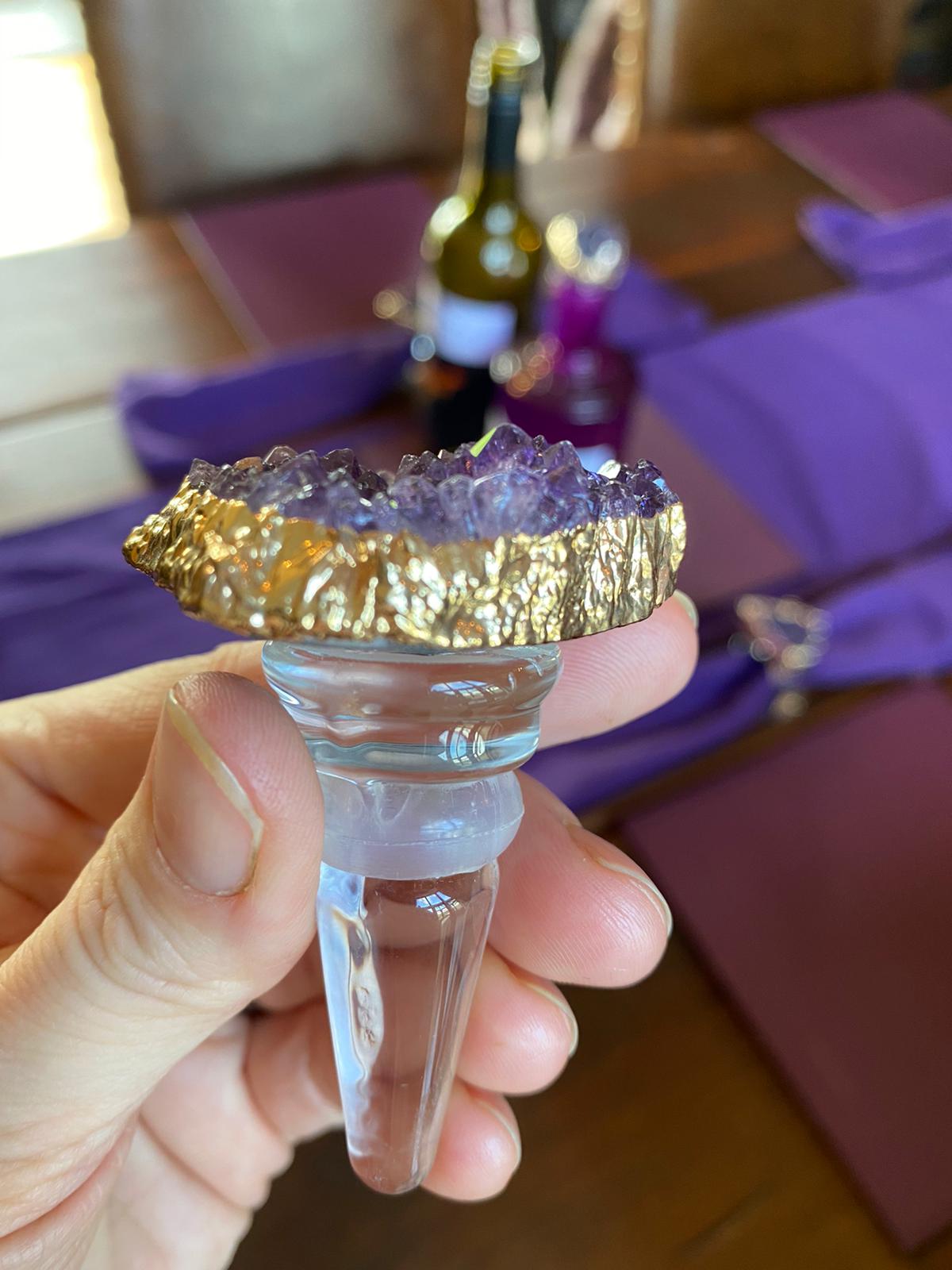 Amethyst - Gold Gilded Quartz Wine Lover Gift Bottle Cork Stopper Crystal Unique Bottle Stopper - Image 19