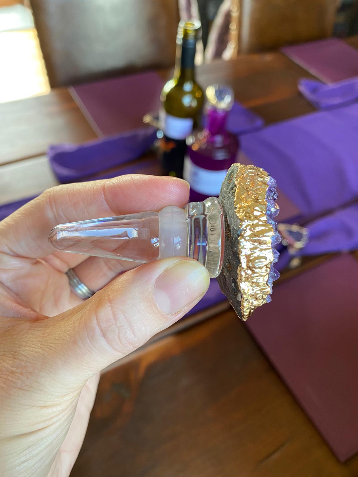 Amethyst - Gold Gilded Quartz Wine Lover Gift Bottle Cork Stopper Crystal Unique Bottle Stopper - Image 20