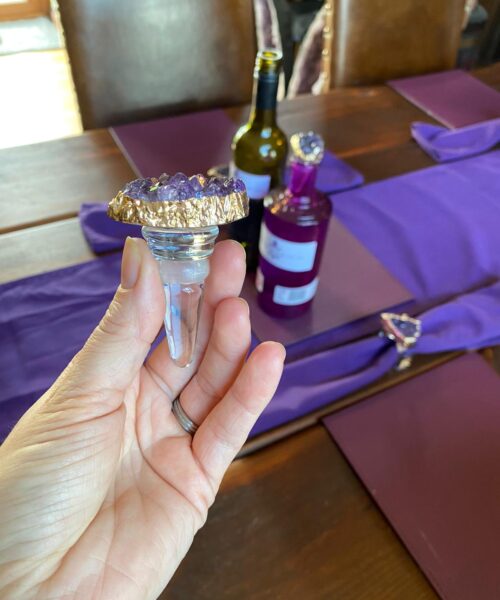 Amethyst - Gold Gilded Quartz Wine Lover Gift Bottle Cork Stopper Crystal Unique Bottle Stopper - Image 22