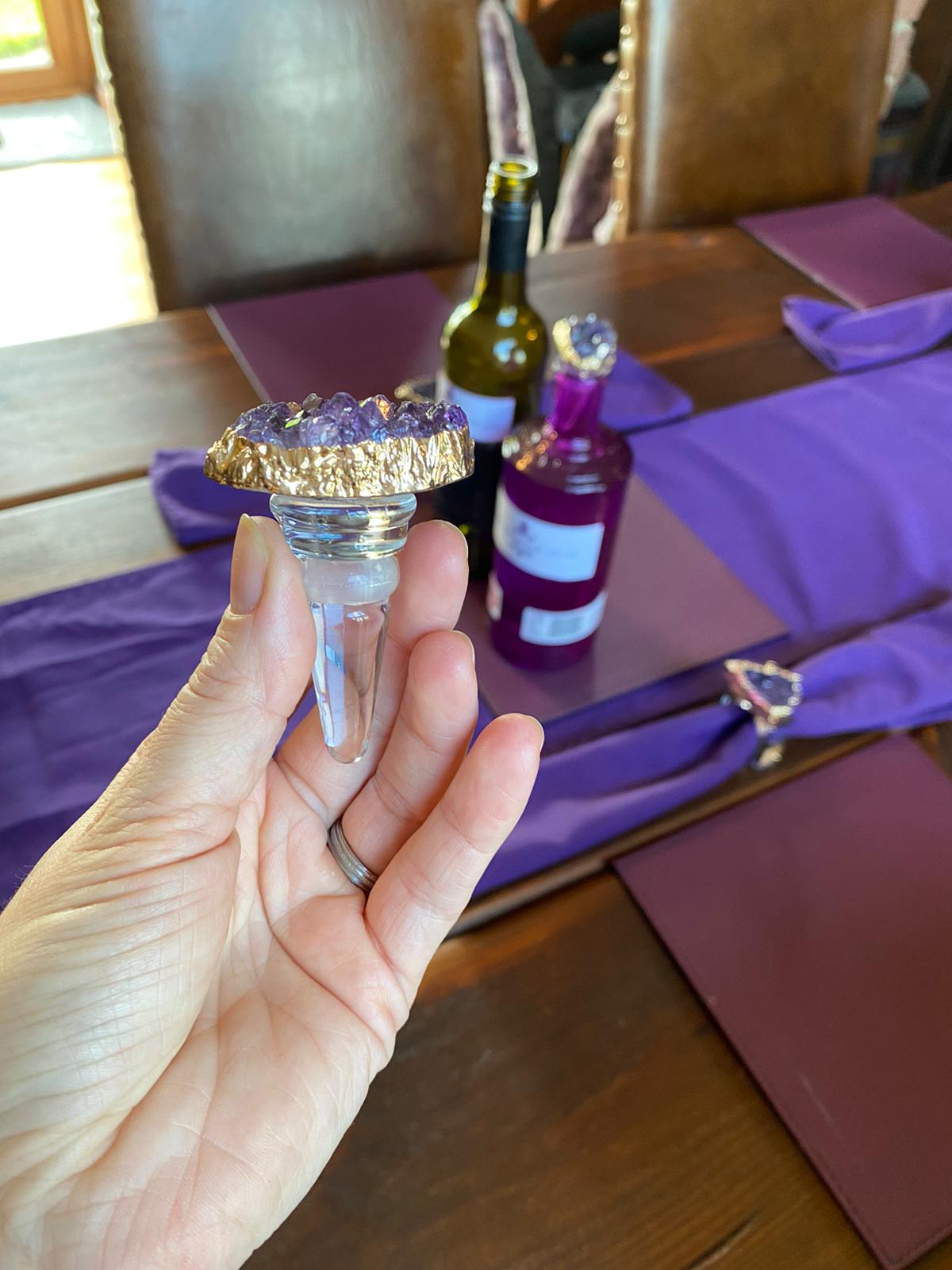 Amethyst - Gold Gilded Quartz Wine Lover Gift Bottle Cork Stopper Crystal Unique Bottle Stopper - Image 22