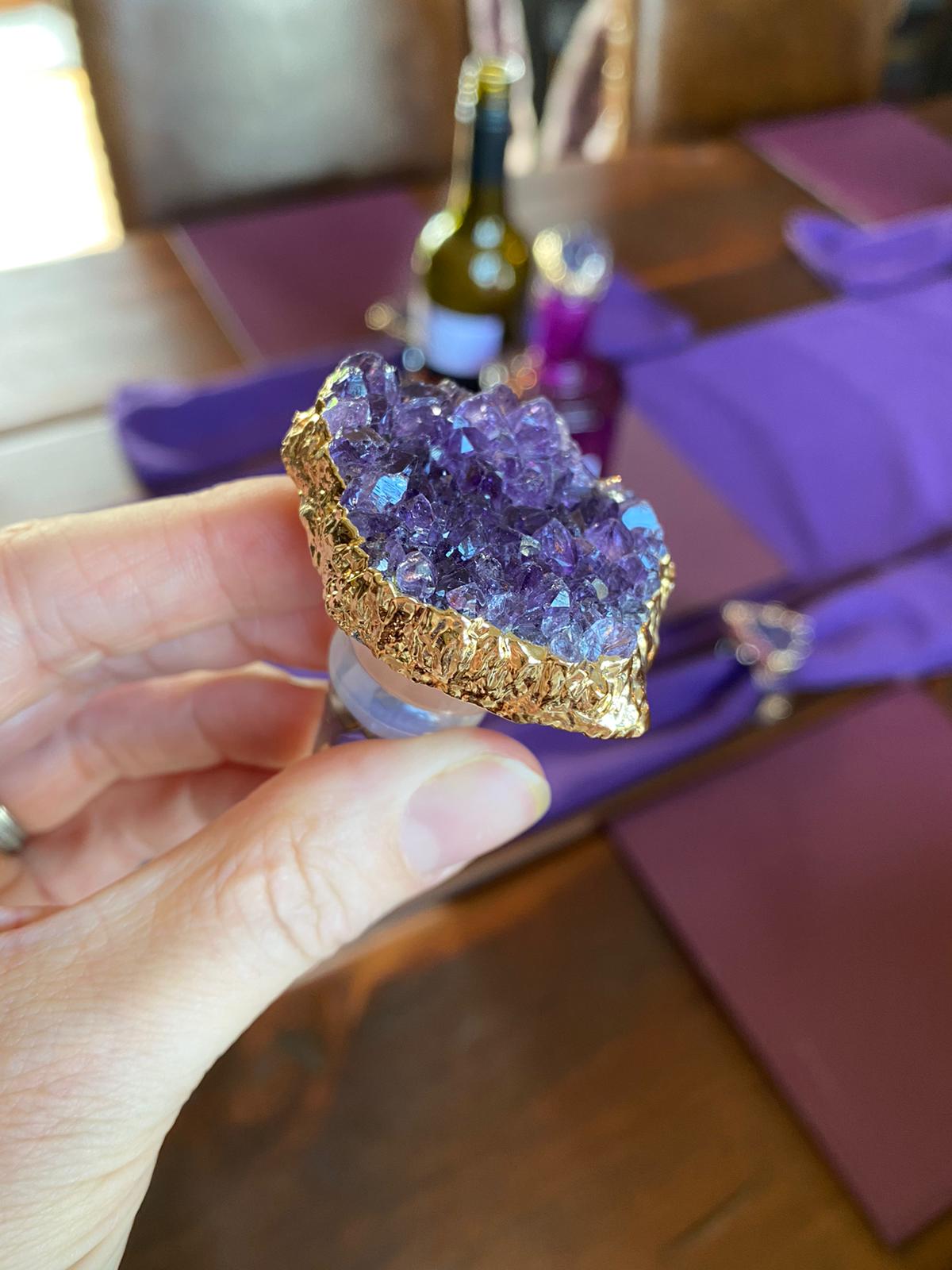 Amethyst - Gold Gilded Quartz Wine Lover Gift Bottle Cork Stopper Crystal Unique Bottle Stopper - Image 23
