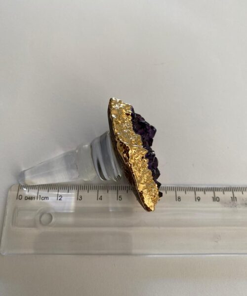 Amethyst - Gold Gilded Quartz Wine Lover Gift Bottle Cork Stopper Crystal Unique Bottle Stopper - Image 4