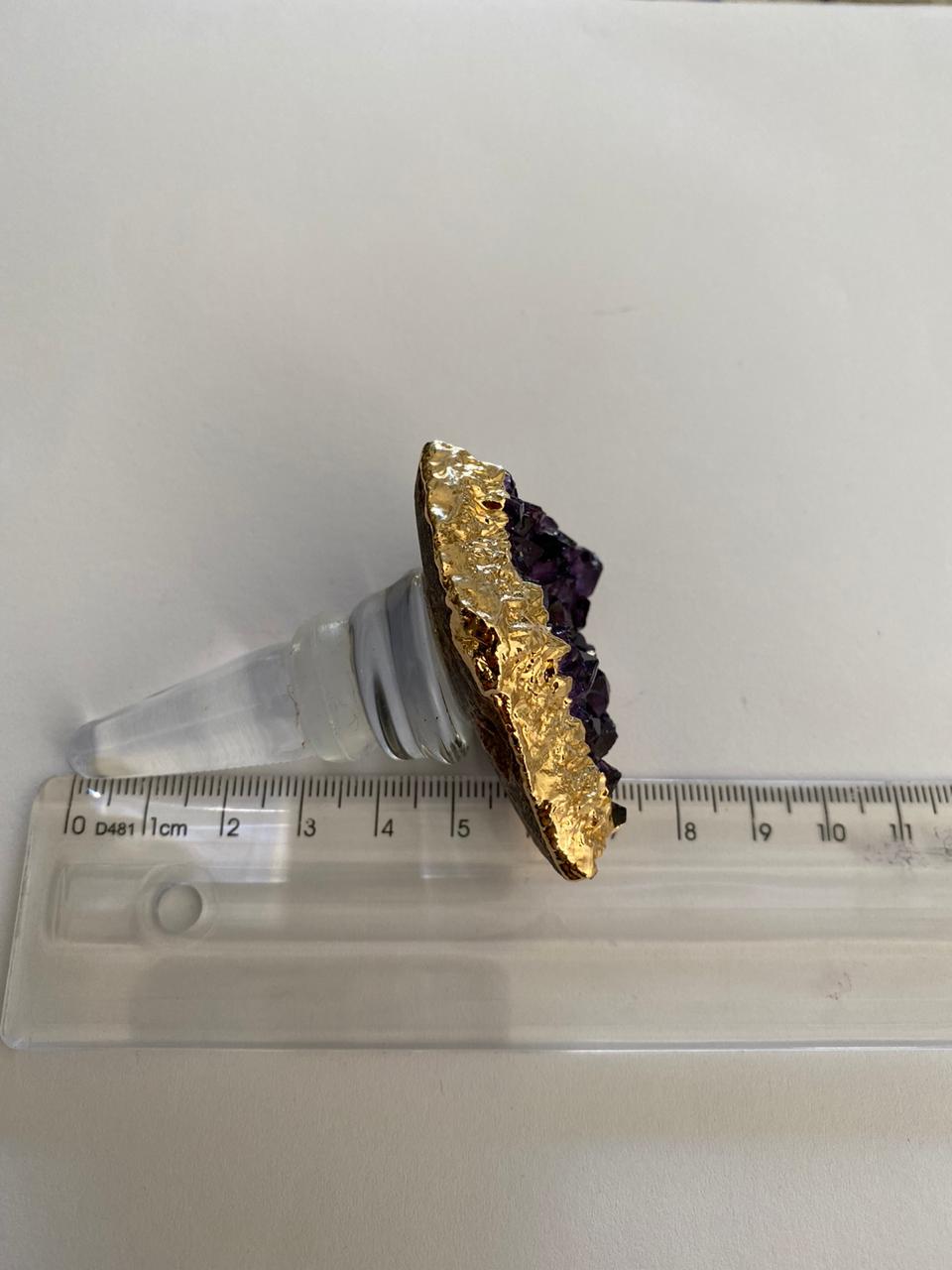 Amethyst - Gold Gilded Quartz Wine Lover Gift Bottle Cork Stopper Crystal Unique Bottle Stopper - Image 4