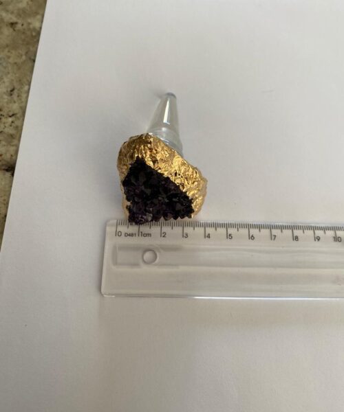 Amethyst - Gold Gilded Quartz Wine Lover Gift Bottle Cork Stopper Crystal Unique Bottle Stopper - Image 6