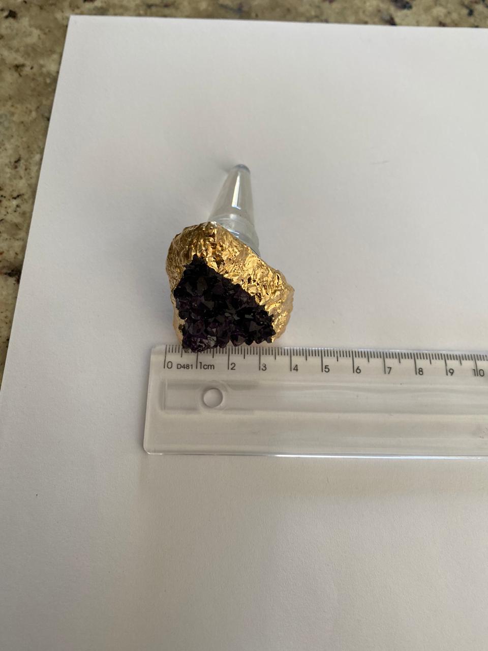 Amethyst - Gold Gilded Quartz Wine Lover Gift Bottle Cork Stopper Crystal Unique Bottle Stopper - Image 6