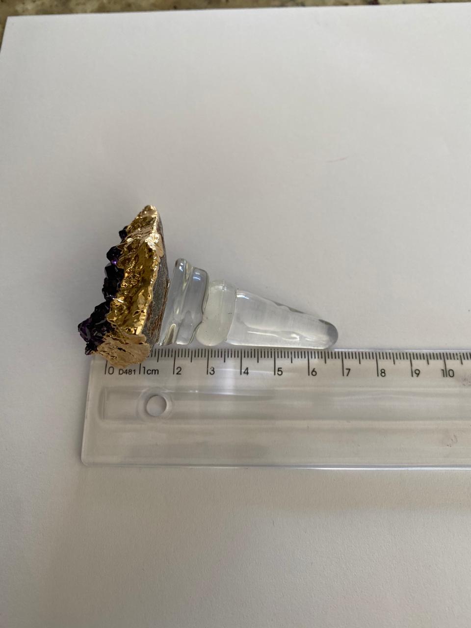 Amethyst - Gold Gilded Quartz Wine Lover Gift Bottle Cork Stopper Crystal Unique Bottle Stopper - Image 8