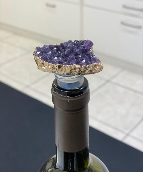 Amethyst - Gold Gilded Quartz Wine Lover Gift Bottle Cork Stopper Crystal Unique Bottle Stopper - Image 2