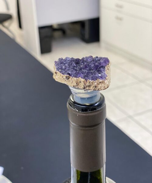 Amethyst - Gold Gilded Quartz Wine Lover Gift Bottle Cork Stopper Crystal Unique Bottle Stopper - Image 3