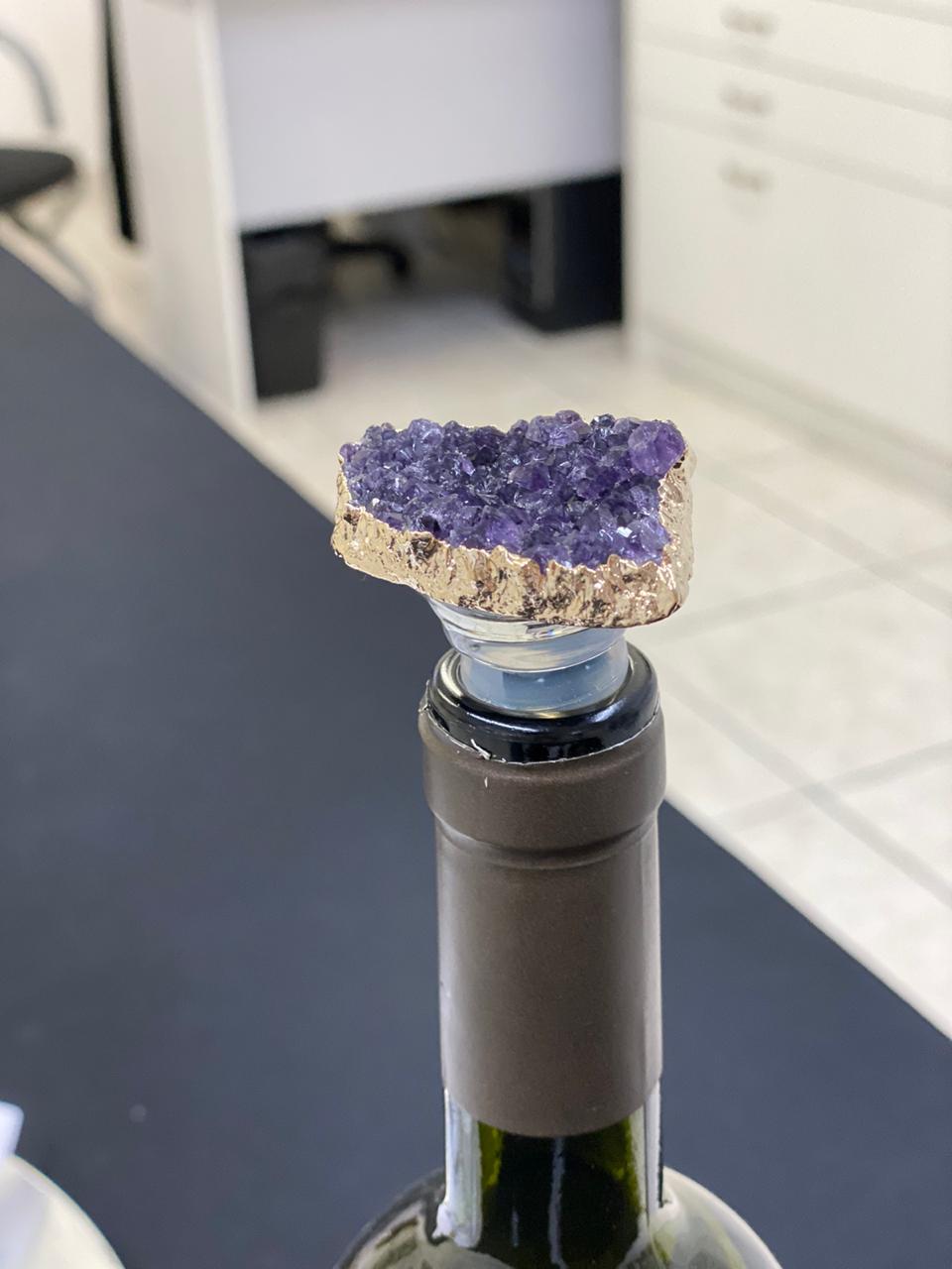 Amethyst - Gold Gilded Quartz Wine Lover Gift Bottle Cork Stopper Crystal Unique Bottle Stopper - Image 3