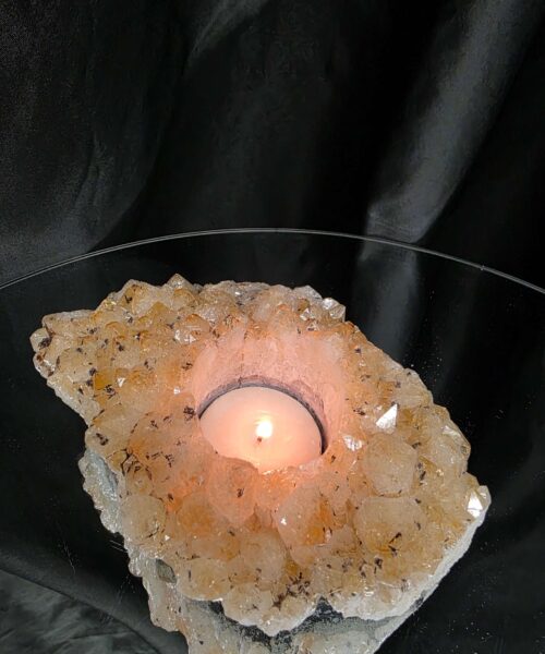 Very Large Citrine Candle 2 A Grade Cluster Druzy Tealight Holders 709g H5.5xW13.5xD10cm