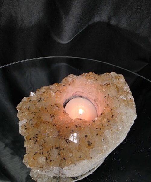 Very Large Citrine Candle 3 A Grade Cluster Druzy Tealight Holders 691g H6xW13xD8cm