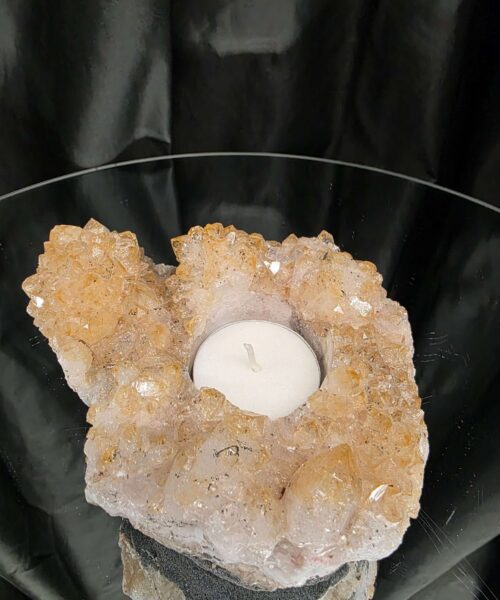 Very Large Citrine Candle 4 A Grade Cluster Druzy Tealight Holders 807g H6xW13xD11cm
