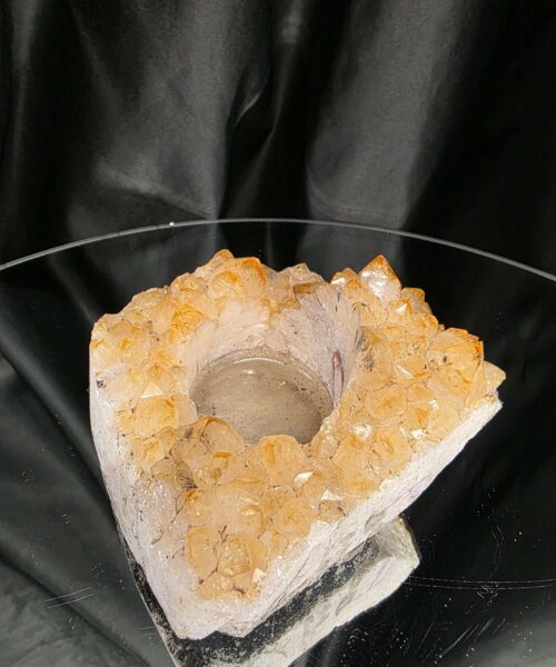 Alternative view of Very Large Citrine Candle 5 A Grade Cluster Druzy Tealight Holders 581g H7xW9xD9cm