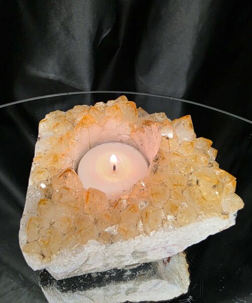 Very Large Citrine Candle 5 A Grade Cluster Druzy Tealight Holders 581g H7xW9xD9cm