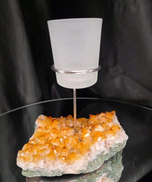 Alternative view of Premium A Grade Citrine Candle No. 2 Cluster Druzy / 1 Cup Tealight Holder 767g H16xW13xD9cm