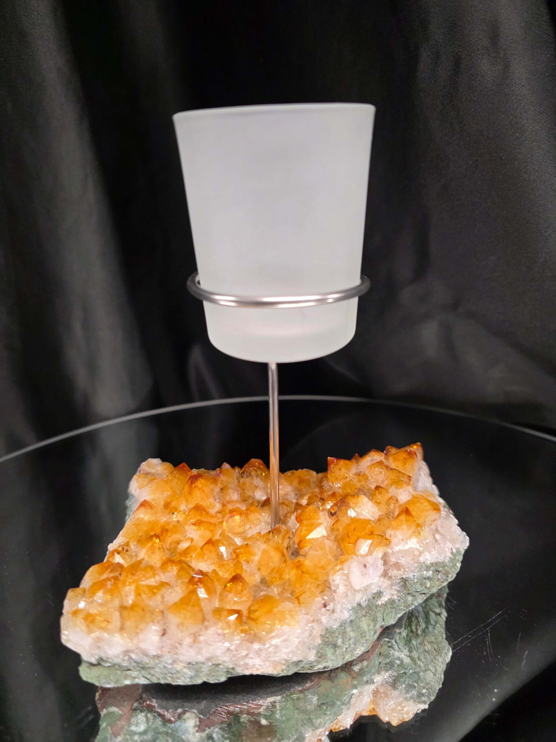 Premium A Grade Citrine Candle No. 2 Cluster Druzy / 1 Cup Tealight Holder 767g H16xW13xD9cm - Image 2
