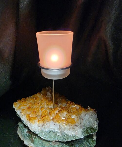Premium A Grade Citrine Candle No. 2 Cluster Druzy / 1 Cup Tealight Holder 767g H16xW13xD9cm - Image 12